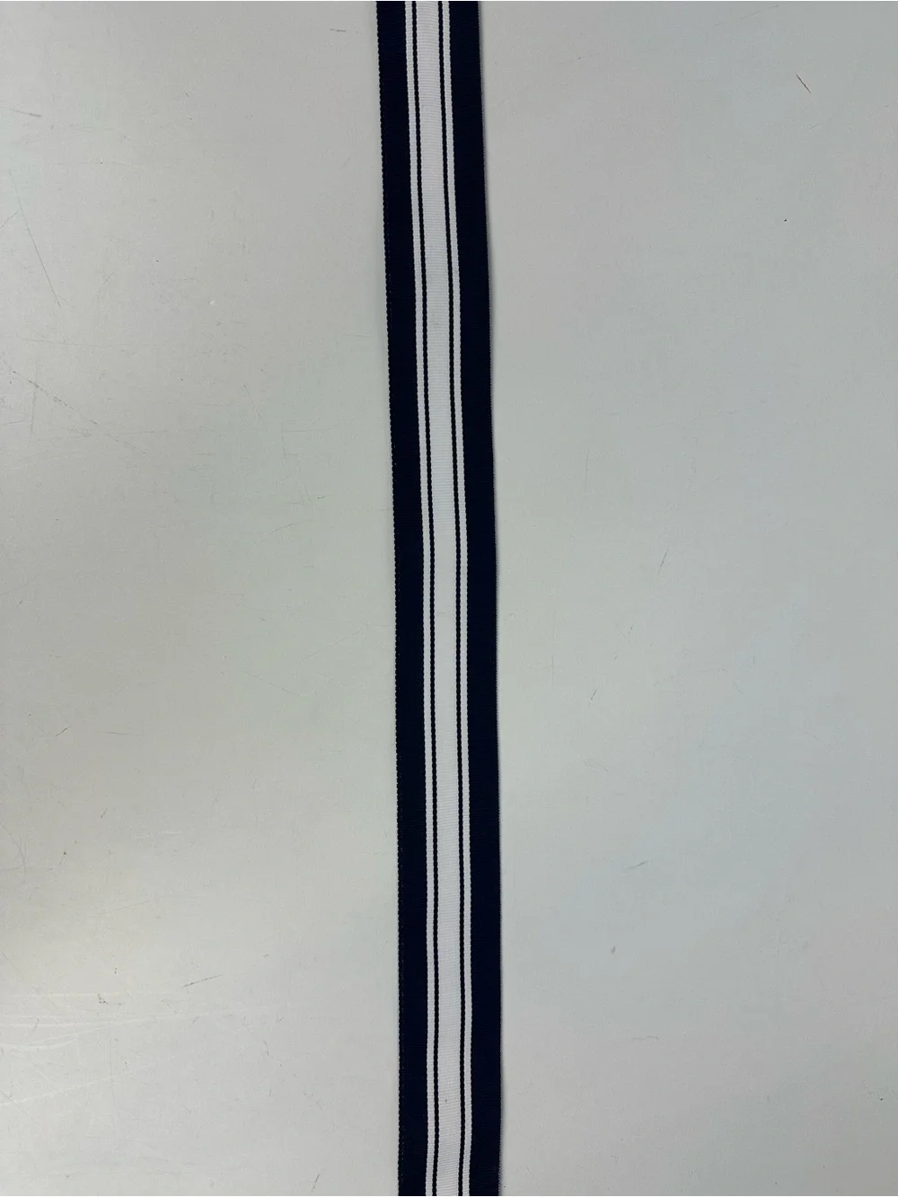 Lauren Ralph Lauren Navy and White Striped Ribbon Belt with Gold Ring